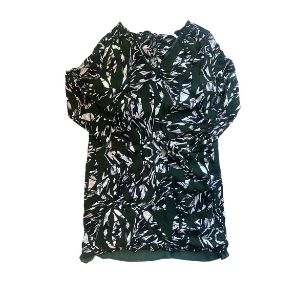 FRNCH Womens Medium Blouse Floral Green VNeck Grandmacore Grunge Lined Tie Back - Picture 1 of 5